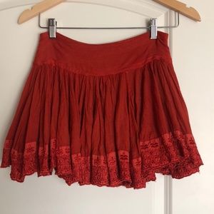 FREE PEOPLE Flouncy embroidered mini skirt